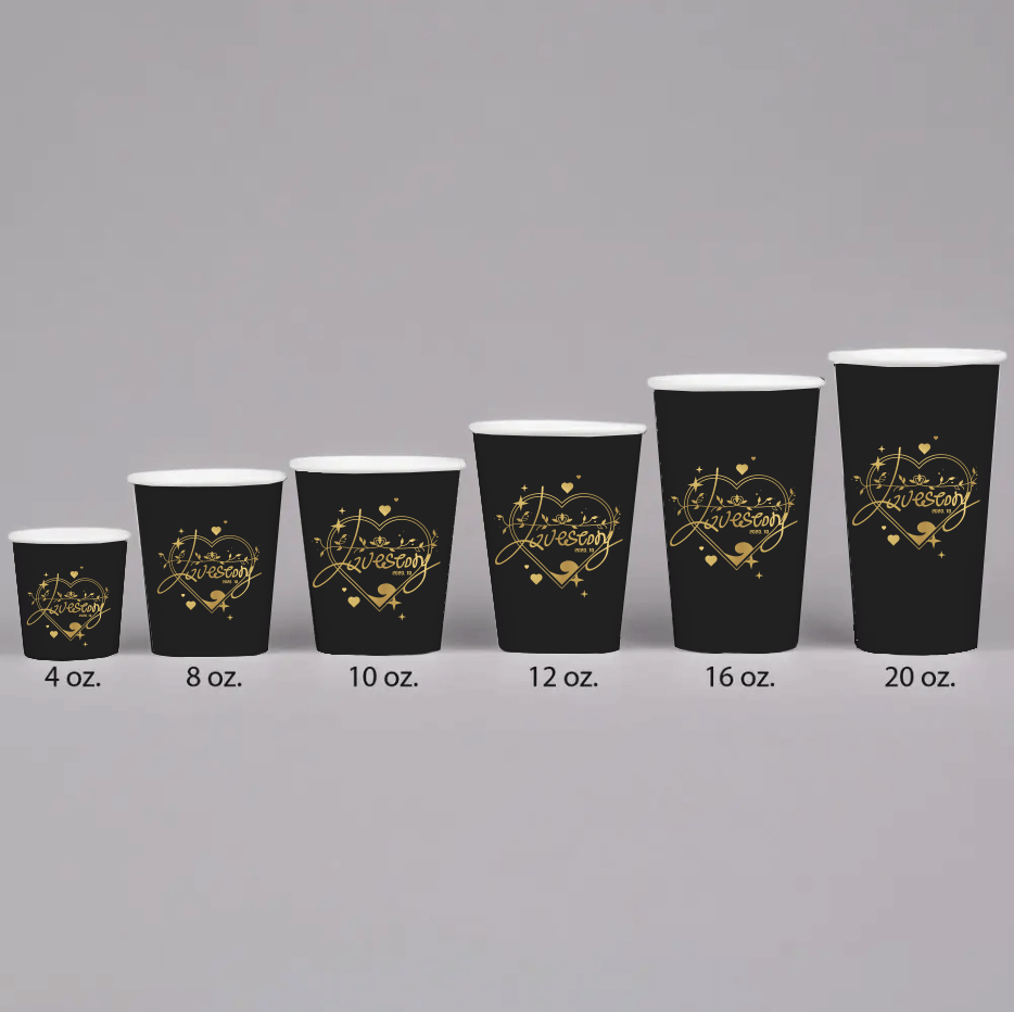 LOKYO manufacture custom black white cup 24oz double wall disposable coffee espresso paper cups with your own logo