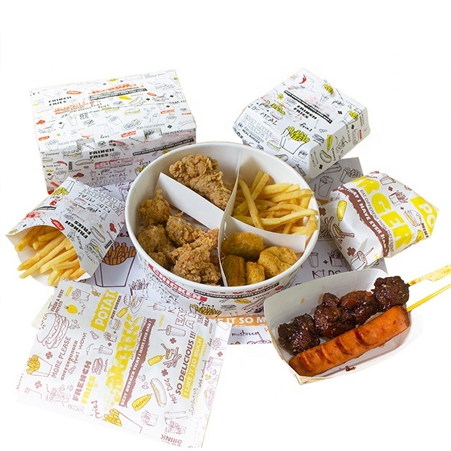 A set fast food packing bag Korean fried chicken chop packing box hamburger popcorn chicken take out chips box