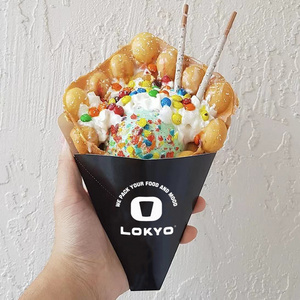 LOKYO popular disposable triangle crepe cone egg ice cream bubble waffle cone holder paper holder