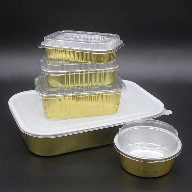 Food grade grilled fish grill package box insulated and thickened disposable golden aluminum foil lunch box