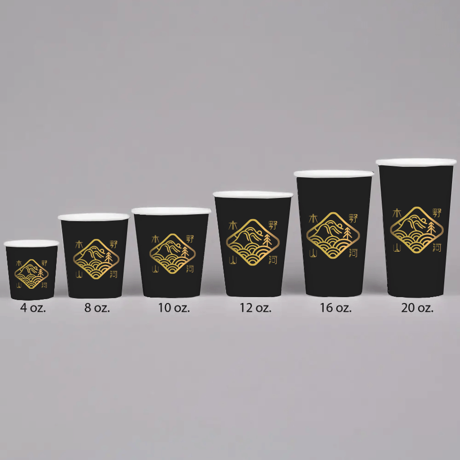 LOKYO manufacture custom black white cup 24oz double wall disposable coffee espresso paper cups with your own logo