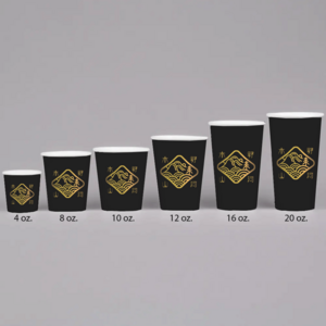 LOKYO manufacture custom black white cup 24oz double wall disposable coffee espresso paper cups with your own logo