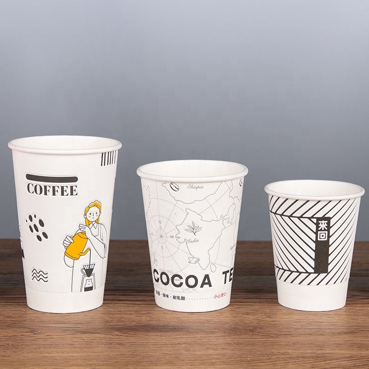 LOKYO custom logo printed take away insulated flocking cup hot drinks jolly cups coffee 3D paper cup