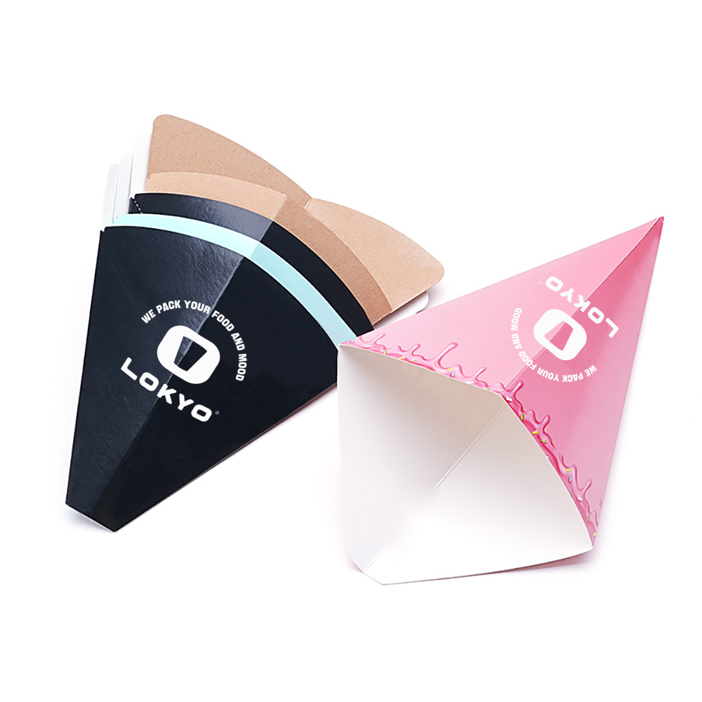 LOKYO popular disposable triangle crepe cone egg ice cream bubble waffle cone holder paper holder