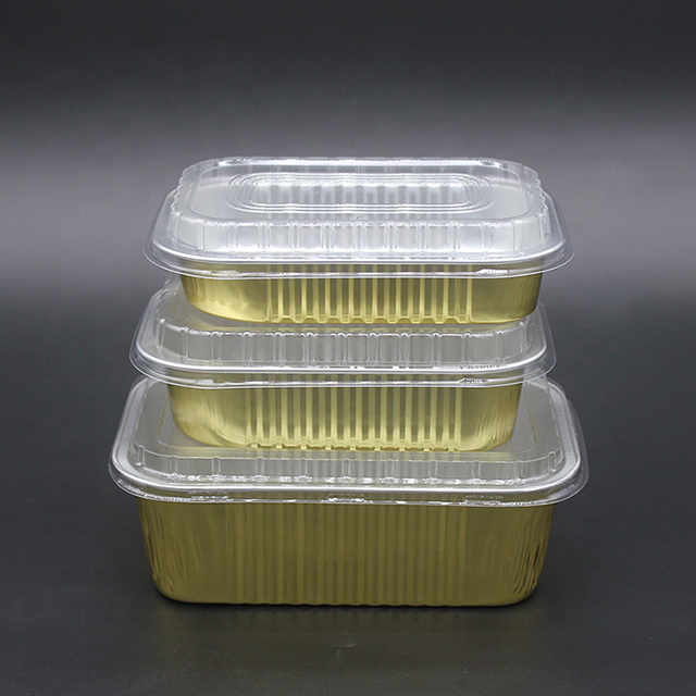 Food grade grilled fish grill package box insulated and thickened disposable golden aluminum foil lunch box