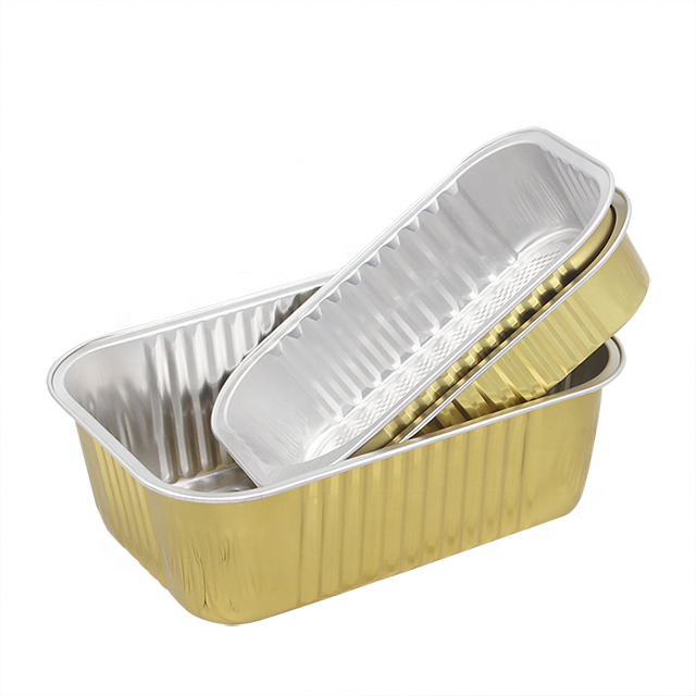 Food grade grilled fish grill package box insulated and thickened disposable golden aluminum foil lunch box