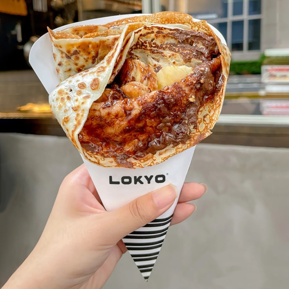 LOKYO popular disposable triangle crepe cone egg ice cream bubble waffle cone holder paper holder