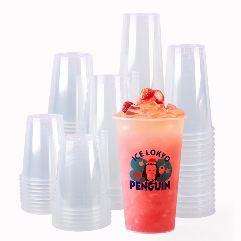 LOKYO 8 16 22 32 oz plastic cups wholesale pp injection juice cold coffee milk boba bubble tea cup disposable