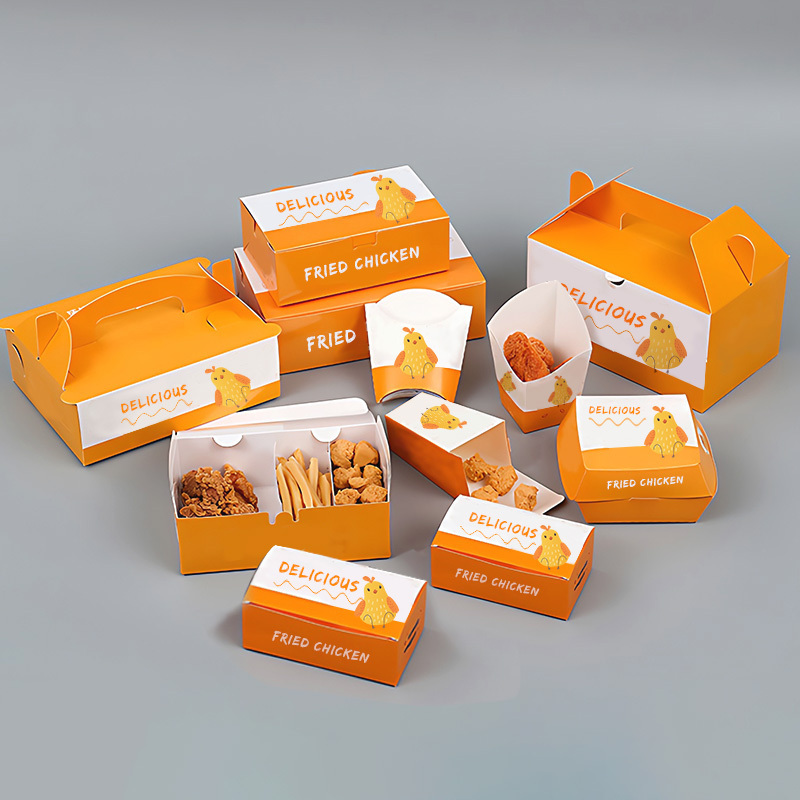 LOKYO Custom printed logo chicken wing nugget hot dog hurger paper fried chicken box fast food packaging