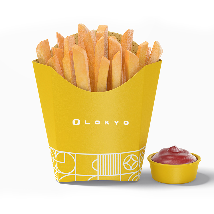 LOKYO Custom printed fast food packaging boxes set series take away disposable french fry chicken wing burger box