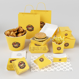 LOKYO Custom printed fast food packaging boxes set series take away disposable french fry chicken wing burger box