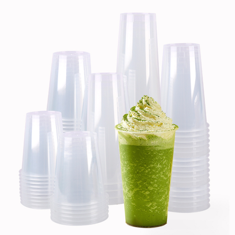 LOKYO 8 16 22 32 oz plastic cups wholesale pp injection juice cold coffee milk boba bubble tea cup disposable