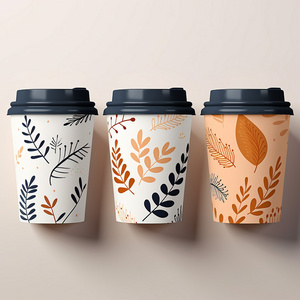 LOKYO 8 10 12 16 20 oz Single wall paper cup take away disposable pla biodegradable coffee cups with lids