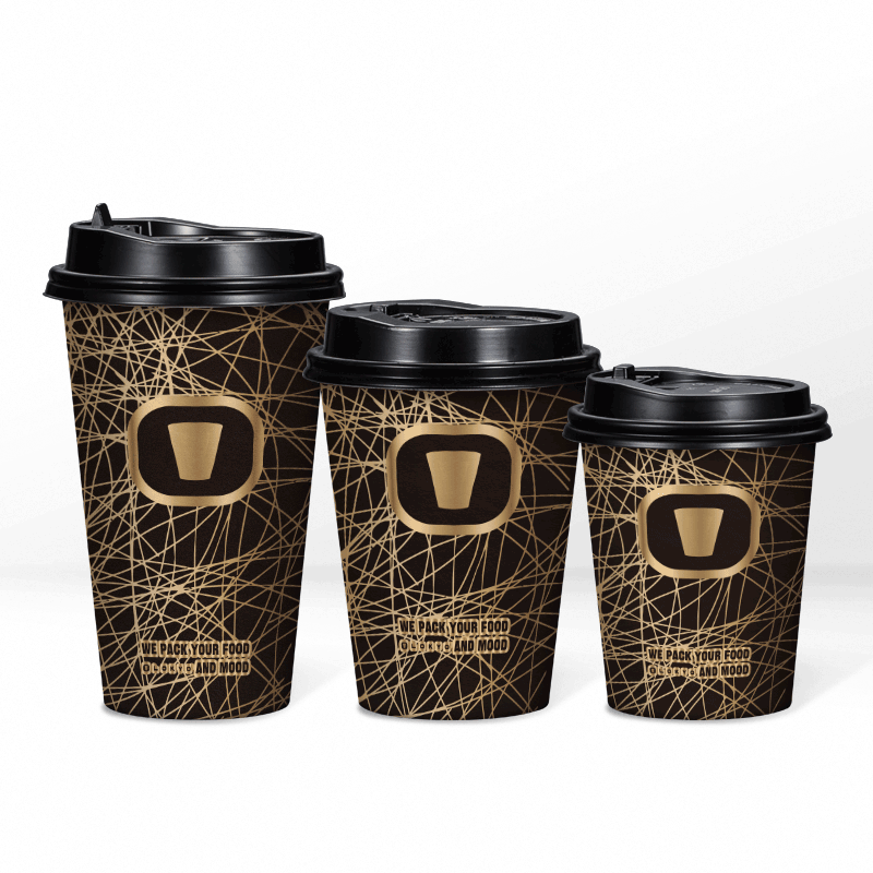 LOKYO Hot selling custom black pla take away 500ml single wall disposable paper cup for coffee