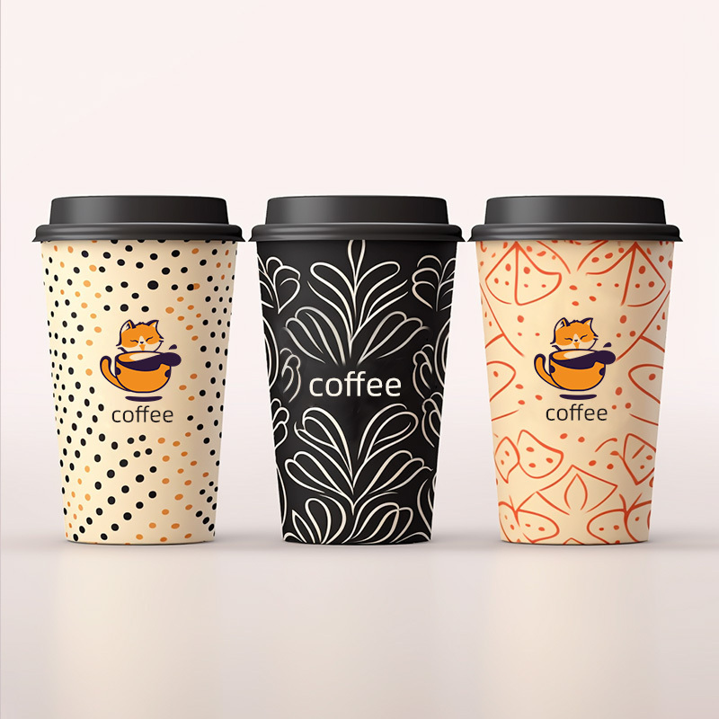 LOKYO 8 10 12 16 20 oz Single wall paper cup take away disposable pla biodegradable coffee cups with lids