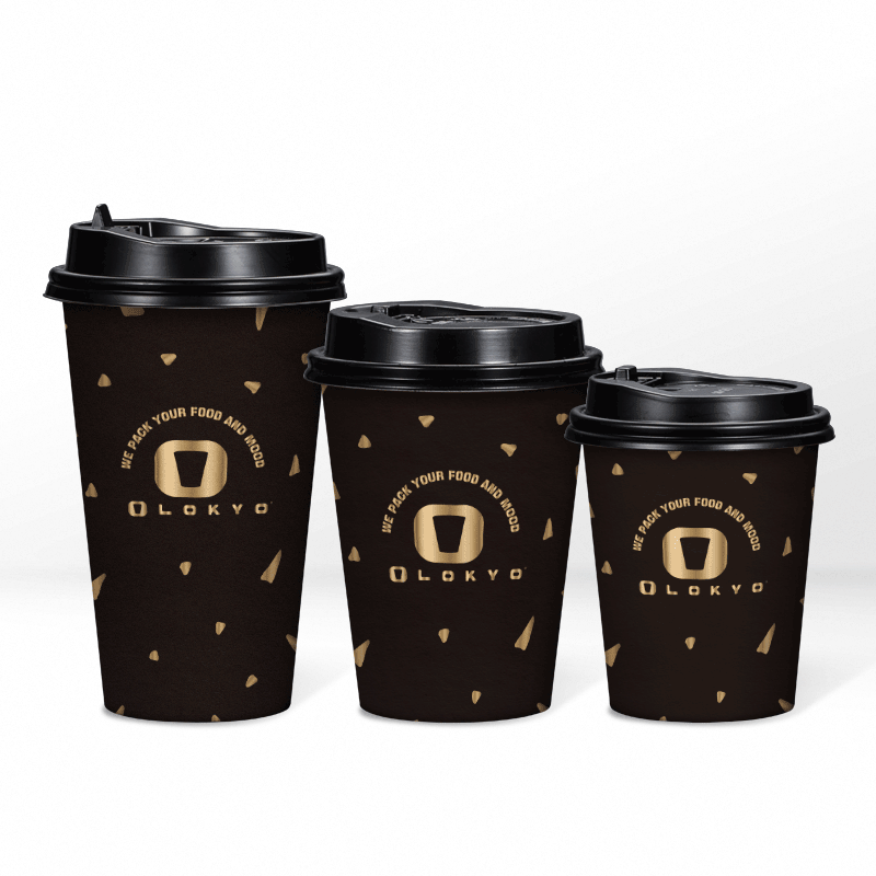 LOKYO Hot selling custom black pla take away 500ml single wall disposable paper cup for coffee