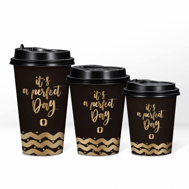 LOKYO Hot selling custom black pla take away 500ml single wall disposable paper cup for coffee