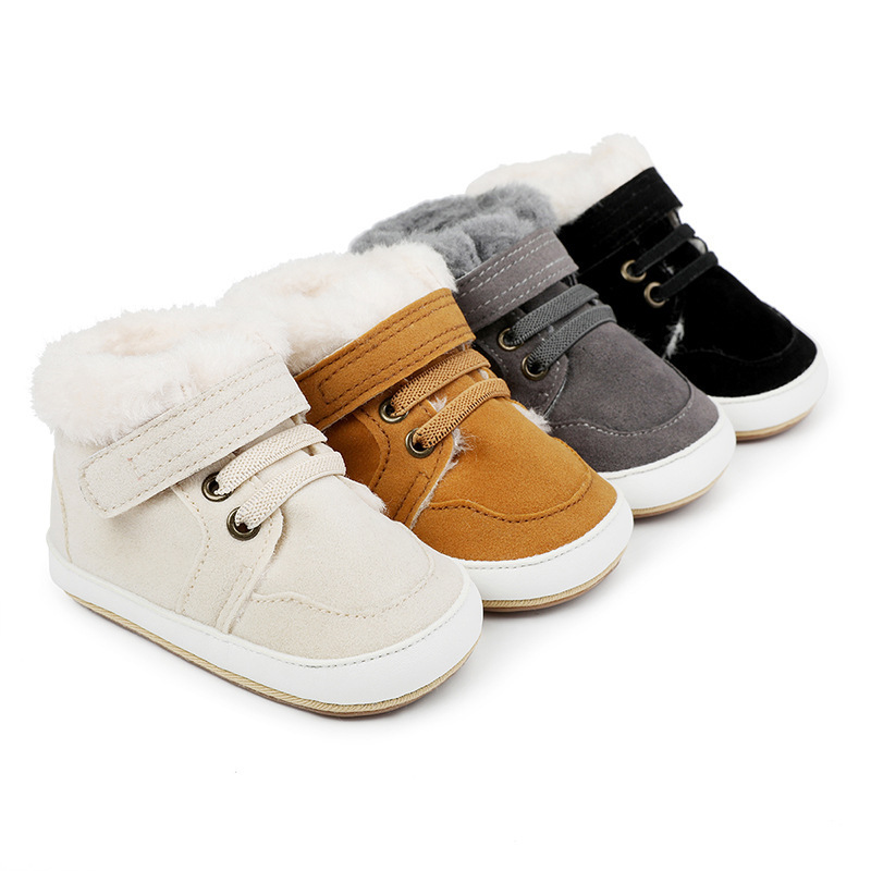 0-18M Unisex Winter Warm Faux Fur Lined Baby Snow Boots Plush Fleece Toddler Baby Boys Girls Crib Shoes Kids Sneakers