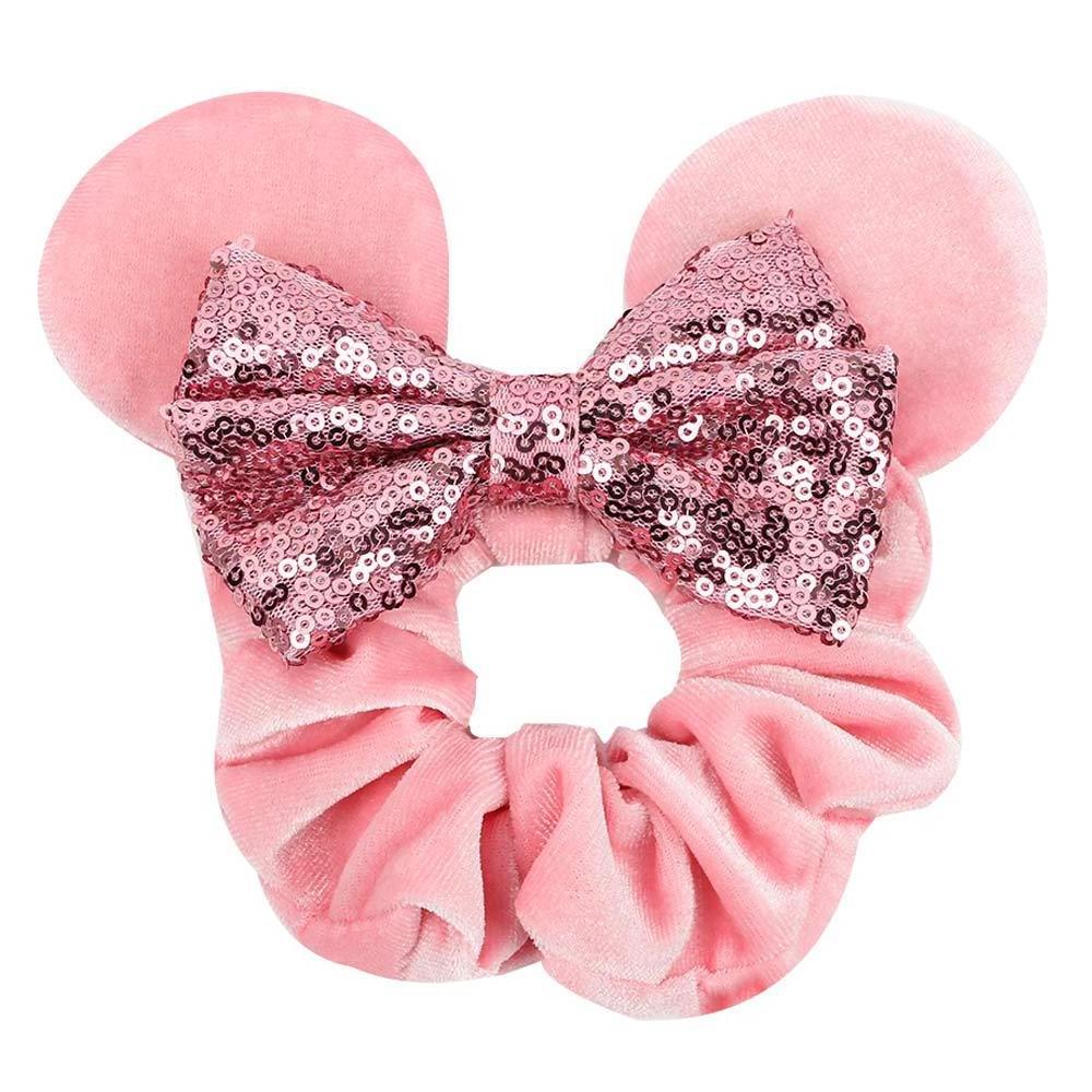 2023 New Arrival Fashion Women Girls Elastic Hair Ring cute Mouse sequin Ears red black pink velvet Scrunchies