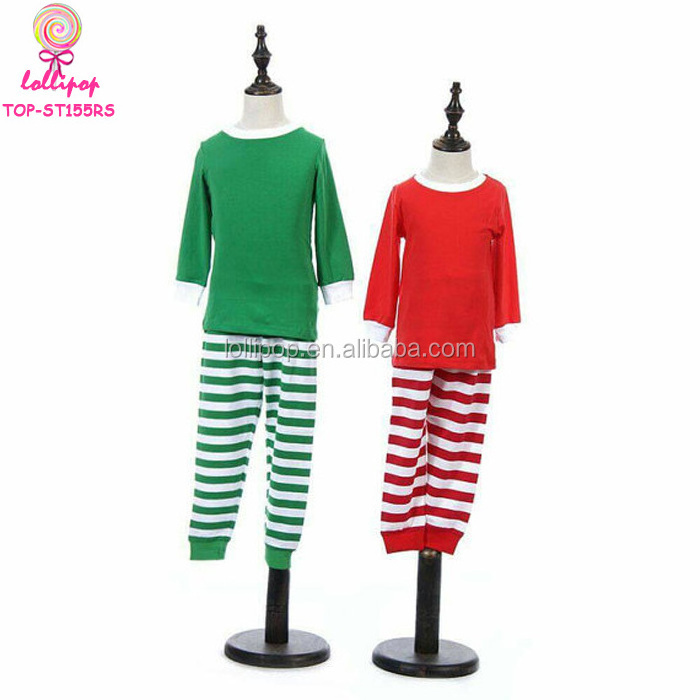 2PCS Xmas Kids Adults Family Matching Set Sleepwear Pyjamas Costume Stripes Christmas Blank Pajamas Wholesale Christmas Pajamas