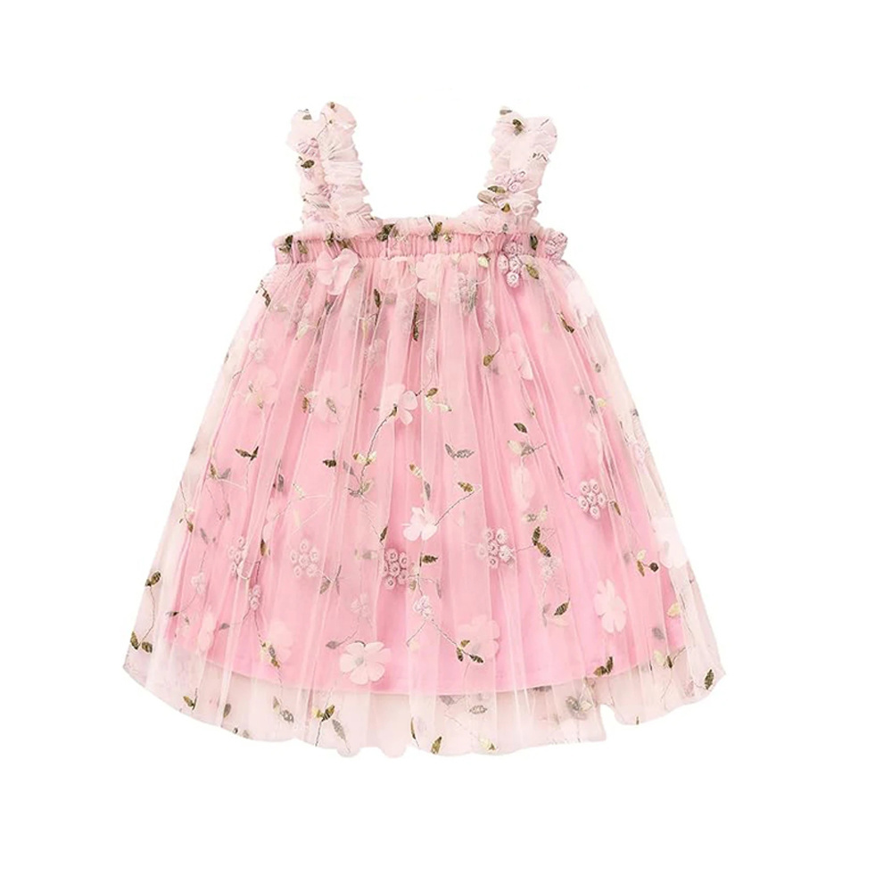 Baby Girl Party Tulle Skirt children flock designs Toddler Summer Tutu Dress Sleeveless Floral Print Layered 2 Year Tulle Dress