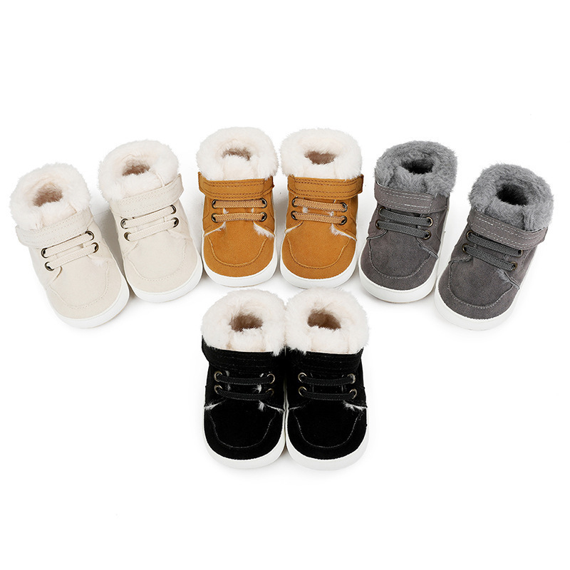 0-18M Unisex Winter Warm Faux Fur Lined Baby Snow Boots Plush Fleece Toddler Baby Boys Girls Crib Shoes Kids Sneakers