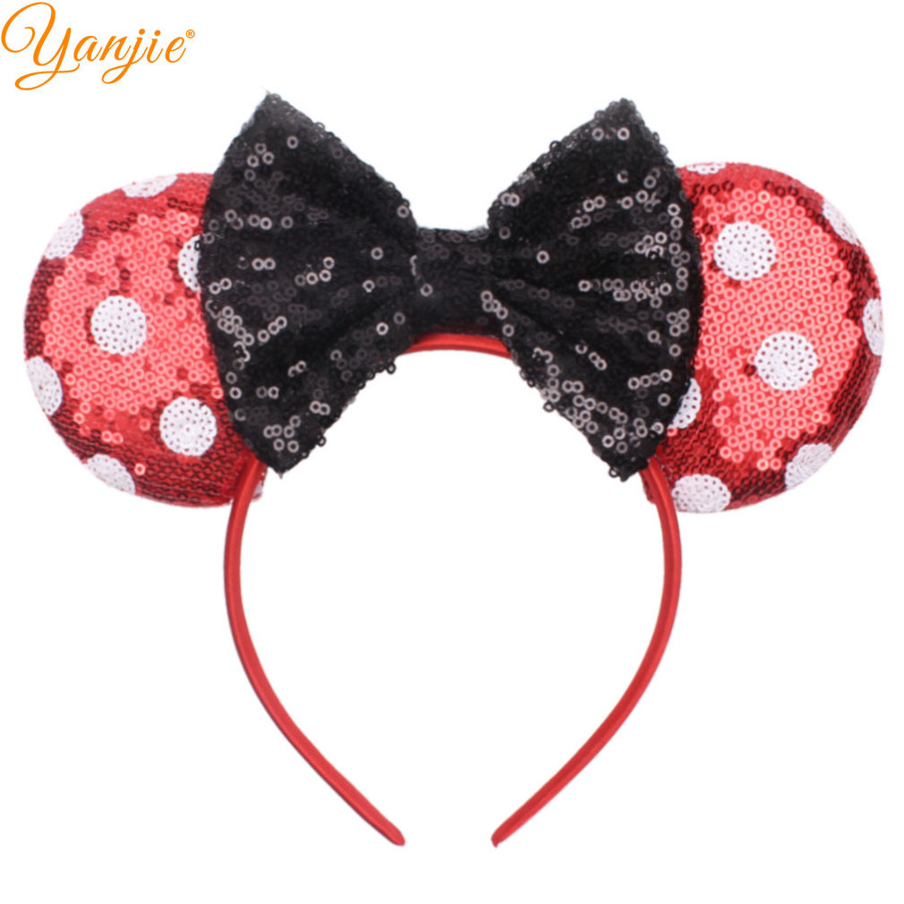 2023 Mickey Hair Bows Cartoon Headbands Festival Party Hair Accessories polka dot Mouse Ear Headband