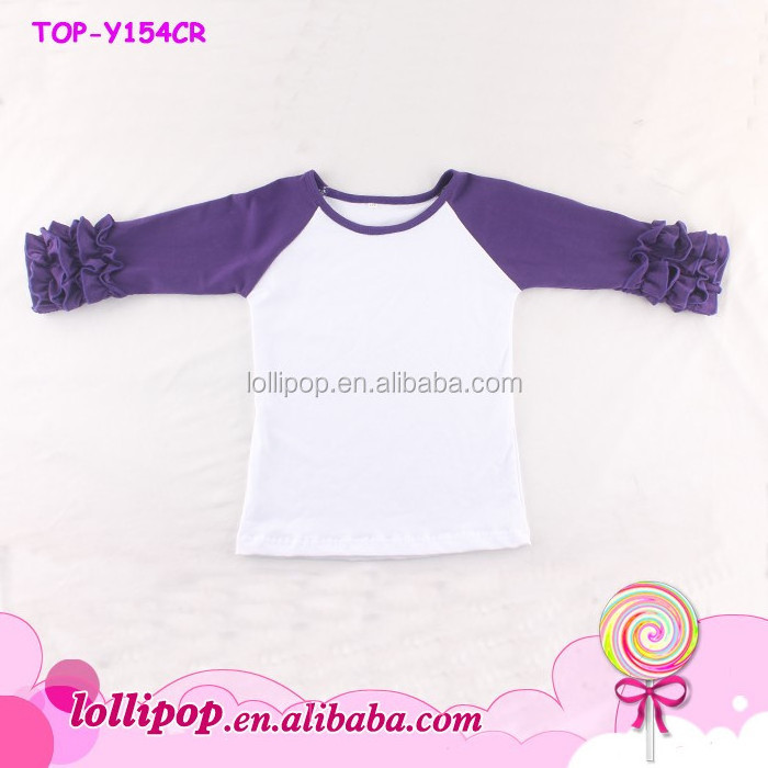 Baby America Apparel Icing Ruffle Raglan T-Shirt Wholesale Girls Monogrammed Mardi Gras Ruffle Raglan Shirt