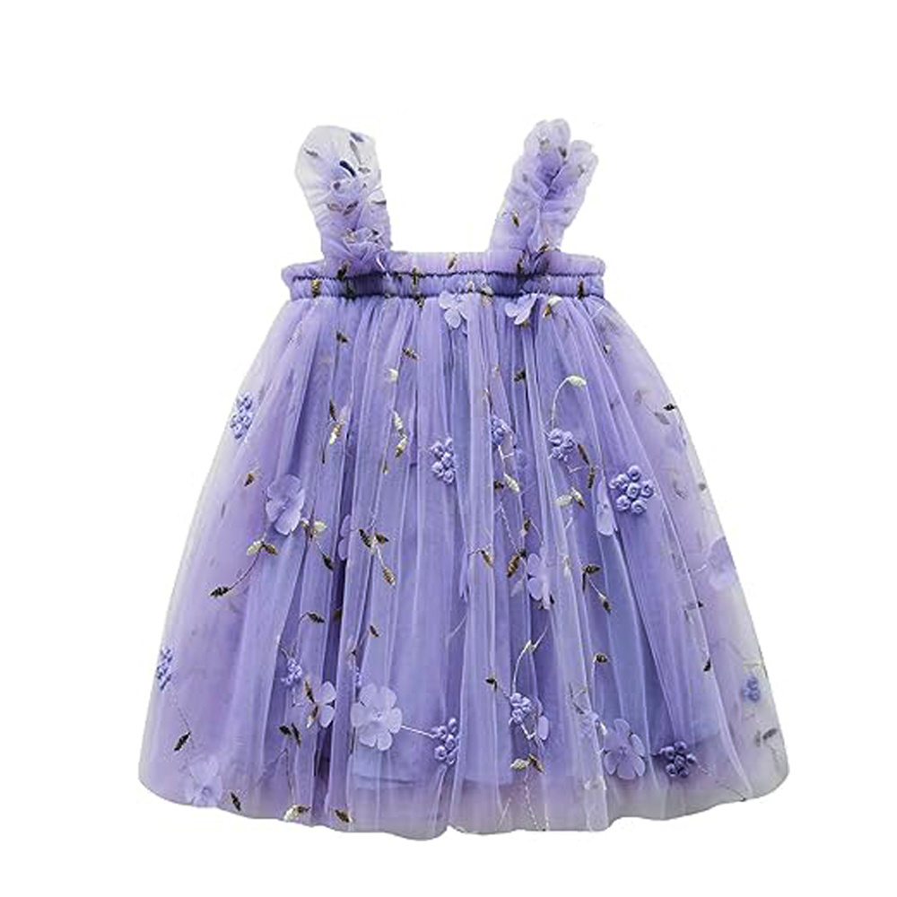 Baby Girl Party Tulle Skirt children flock designs Toddler Summer Tutu Dress Sleeveless Floral Print Layered 2 Year Tulle Dress