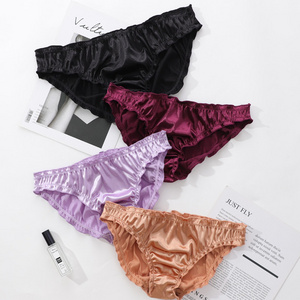 New Arrival Lovely Solid Low-Waist Panties Women's Lingerie Underwear Frilly Bikini Briefs Knickers Stretch Satin Panties