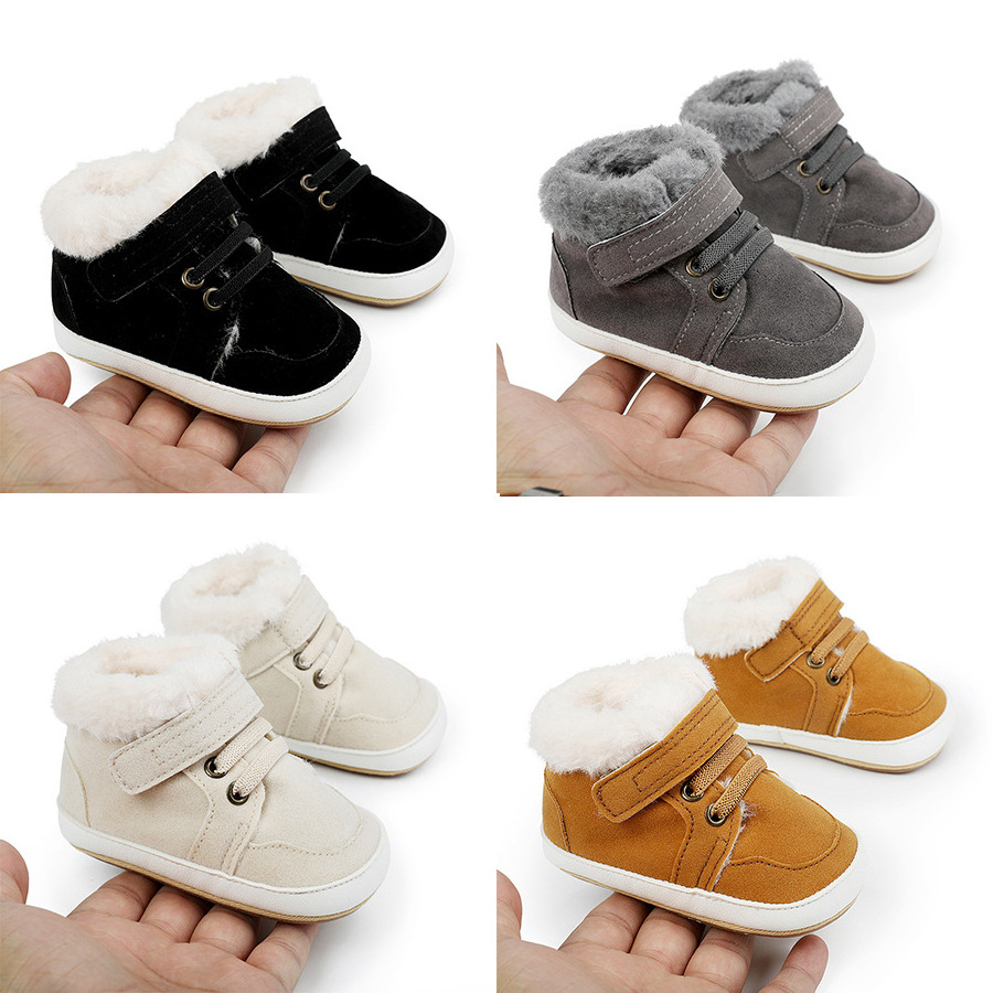 0-18M Unisex Winter Warm Faux Fur Lined Baby Snow Boots Plush Fleece Toddler Baby Boys Girls Crib Shoes Kids Sneakers