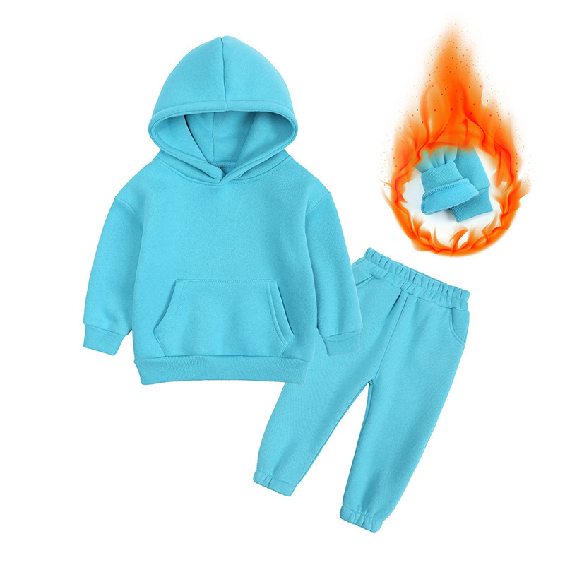 Baby Clothing Sets Fleece lining Hooded sweatshirt Tops Pants boy girl kid Tracksuit Sports Clothes