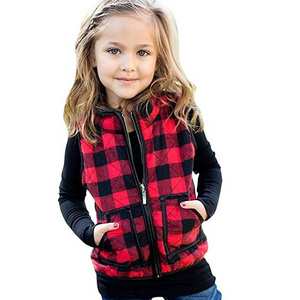 Autumn Winter Warm Kids Plaid Vests Zipper Jacket Waistcoat Christmas Baby Boys Girl Kids Buffalo Plaid Vest With Pocket