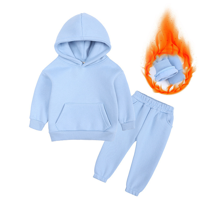 Baby Clothing Sets Fleece lining Hooded sweatshirt Tops Pants boy girl kid Tracksuit Sports Clothes