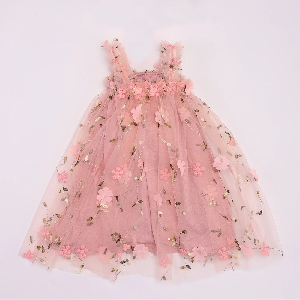 Baby Girl Party Tulle Skirt children flock designs Toddler Summer Tutu Dress Sleeveless Floral Print Layered 2 Year Tulle Dress