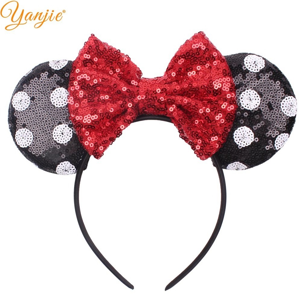 2023 Mickey Hair Bows Cartoon Headbands Festival Party Hair Accessories polka dot Mouse Ear Headband