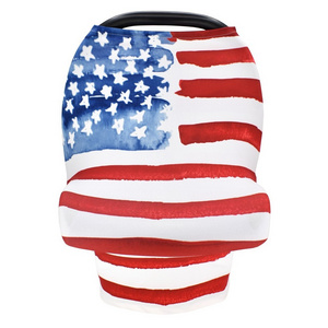 2023 New 4th of July America Flag Nursing Breastfeeding Cover Scarf Baby Car Seat Canopy Stroller Infant Carseat Covers