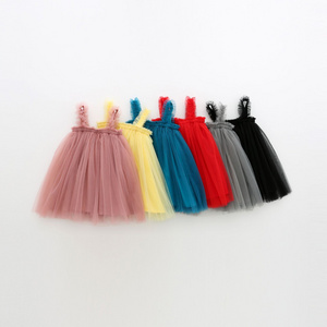 Summer Spaghetti Strap Sleeveless Infant Kids Tulle Sundress Candy Colors Baby Girls Toddler Fluffy Tutu Layered Dress