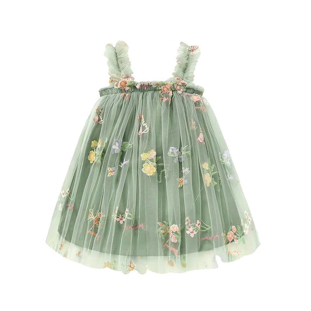 Baby Girl Party Tulle Skirt children flock designs Toddler Summer Tutu Dress Sleeveless Floral Print Layered 2 Year Tulle Dress