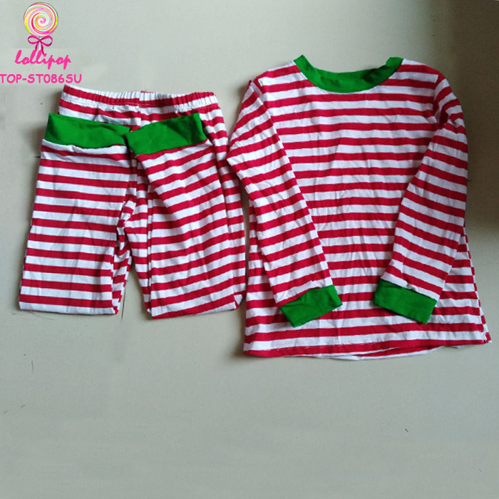 2PCS Xmas Kids Adults Family Matching Set Sleepwear Pyjamas Costume Stripes Christmas Blank Pajamas Wholesale Christmas Pajamas