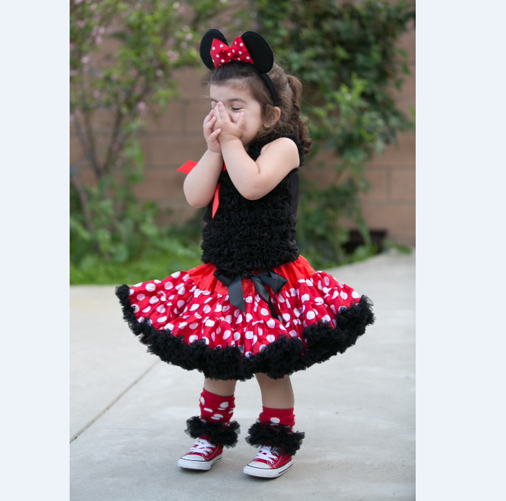 Tutu Girls 1st Birthday Outfit Little Girl pettiskirt top  red dots mocked Heart Extra Fluffy Pettiskirt Dancing Outfit p