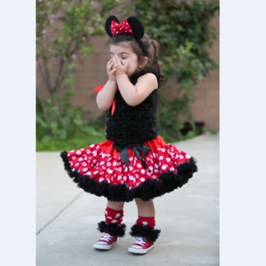 Tutu Girls 1st Birthday Outfit Little Girl pettiskirt top  red dots mocked Heart Extra Fluffy Pettiskirt Dancing Outfit p