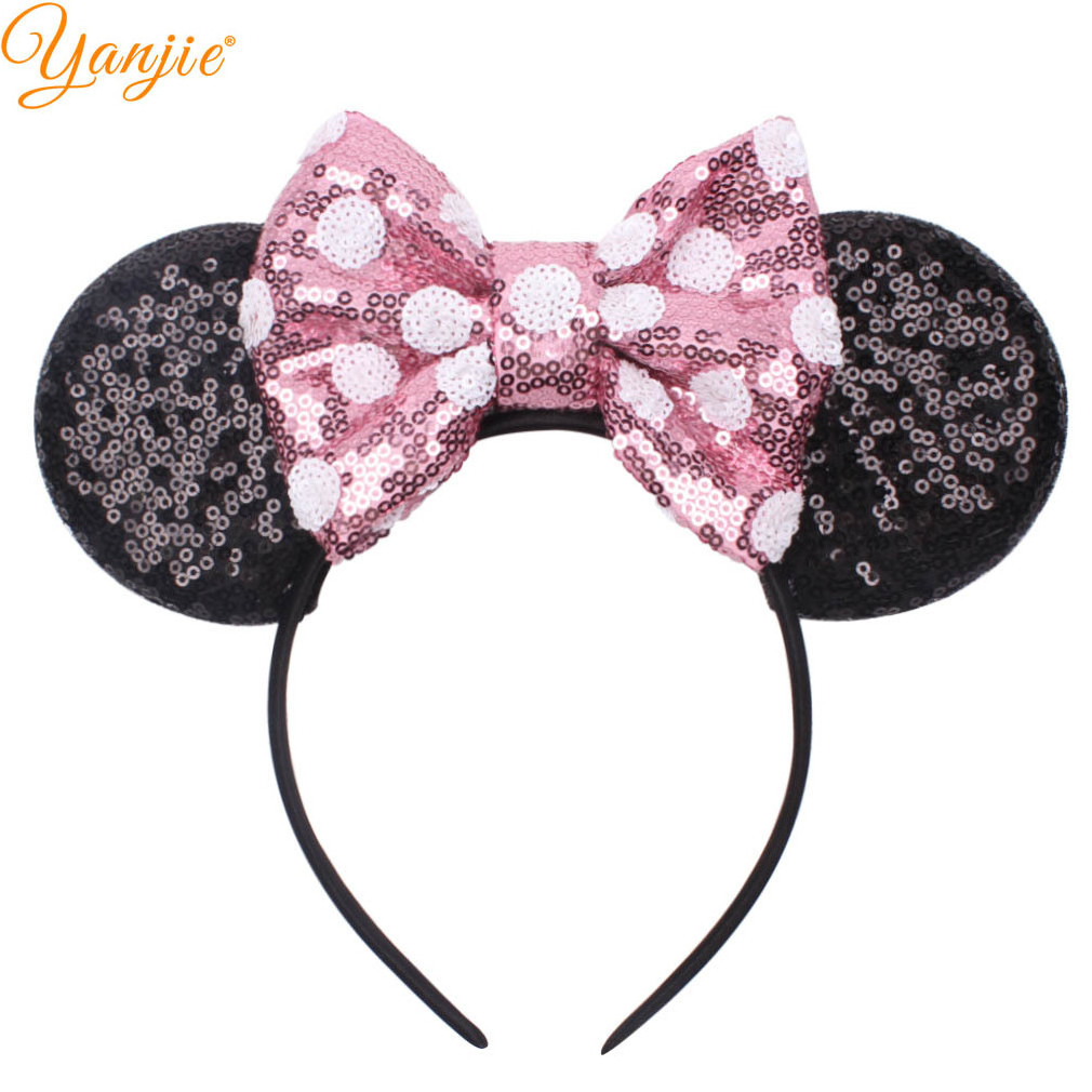 2023 Mickey Hair Bows Cartoon Headbands Festival Party Hair Accessories polka dot Mouse Ear Headband