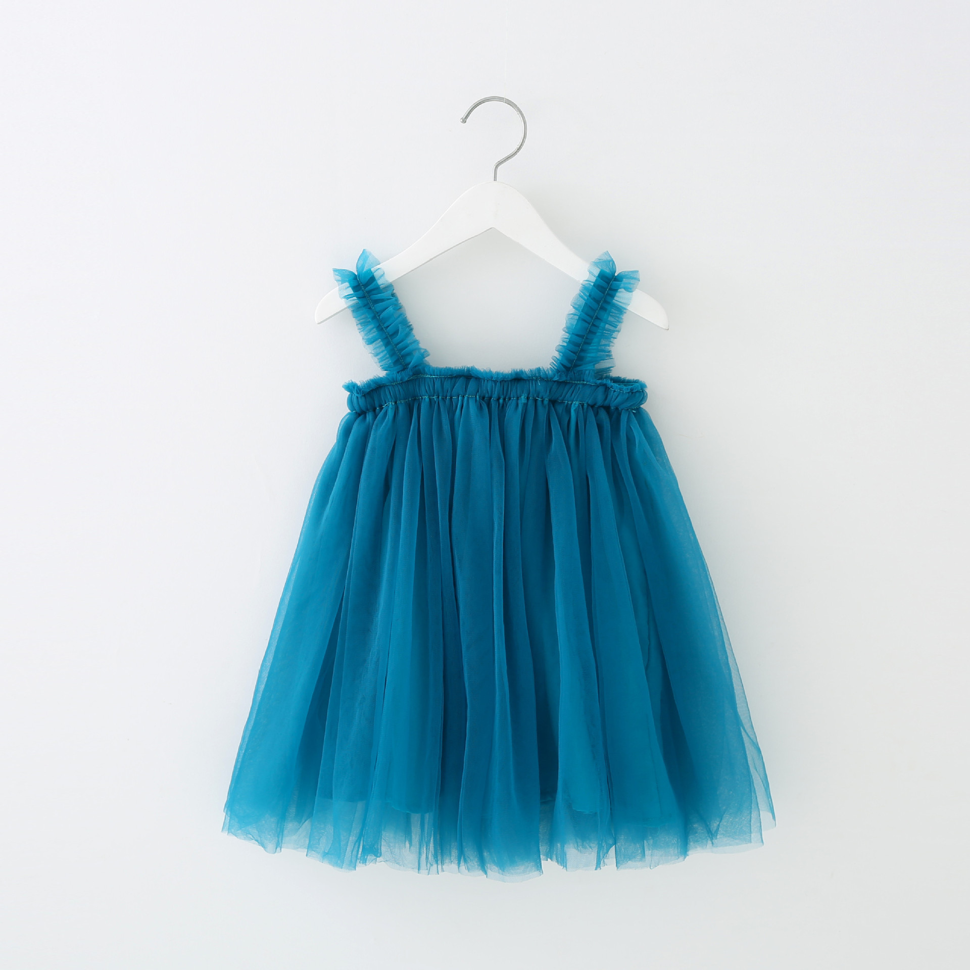 Summer Spaghetti Strap Sleeveless Infant Kids Tulle Sundress Candy Colors Baby Girls Toddler Fluffy Tutu Layered Dress