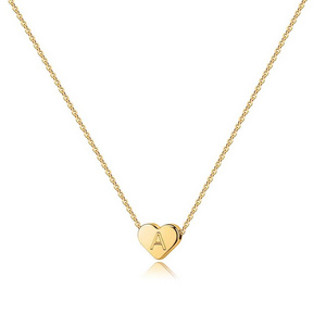 Dainty 18k Gold Stainless Steel Cute Tiny Heart Pendant Necklace Initial Letter Necklace for Women Girls Waterproof Jewelry