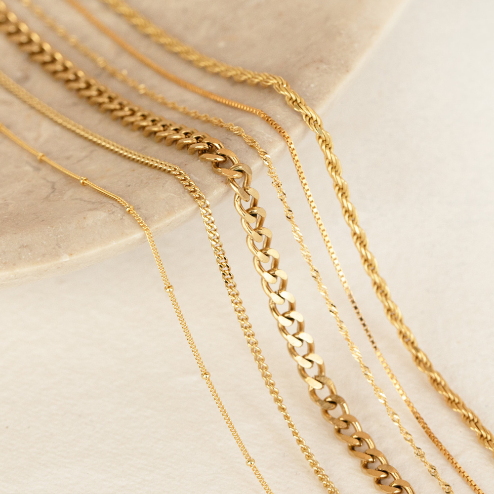 Dainty Gold Plated Layered Necklaces Minimalist Stainless Steel Herringbone Chain Necklace for Women WATERPROOF Jewelry