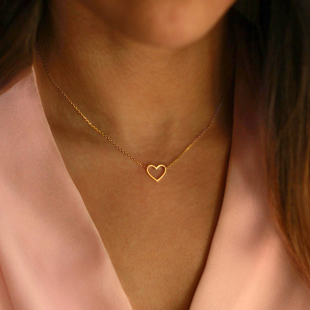 Dainty Tiny Stainless Steel 18k Gold Plated Cross Heart Pendant Necklace Charm Chain Choker Necklace Women Jewelry