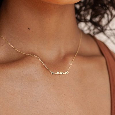 Mom Gift 18K Gold Plated Stainless Steel Custom Necklace Women Dainty Thin Mama Necklace Minimalist Jewelry