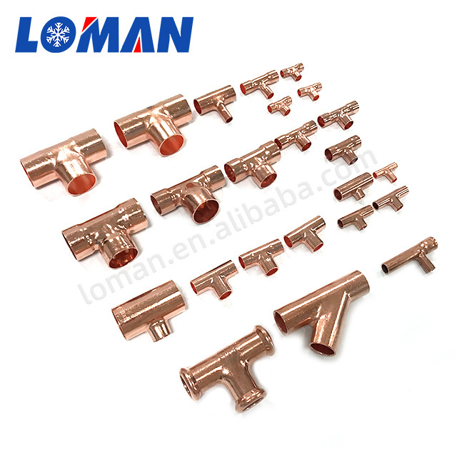 LOMAN Refrigeration copper pipe fittings Tee connection 3 way copper elbow press connector 45 Elbow plumb Copper Fitting