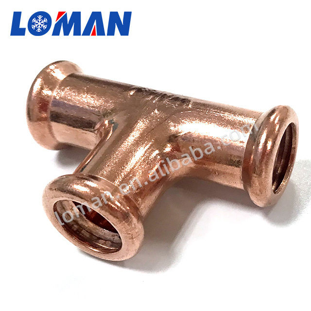 LOMAN Refrigeration copper pipe fittings Tee connection 3 way copper elbow press connector 45 Elbow plumb Copper Fitting